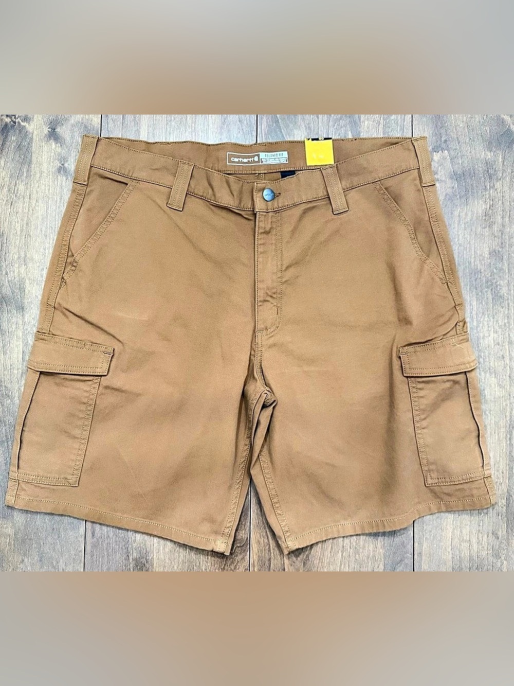 Carhartt Rugged Flex Relaxed Fit Canvas Cargo Work Shorts Brown 38x9 106984 NWT